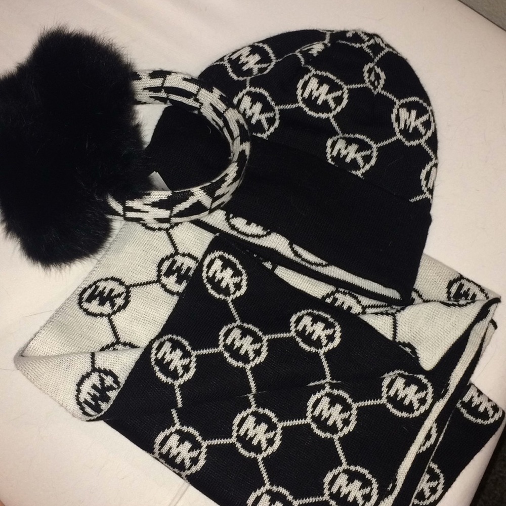 Michael Kors Hat, Scarf, rabbit Earmuffs NWOT